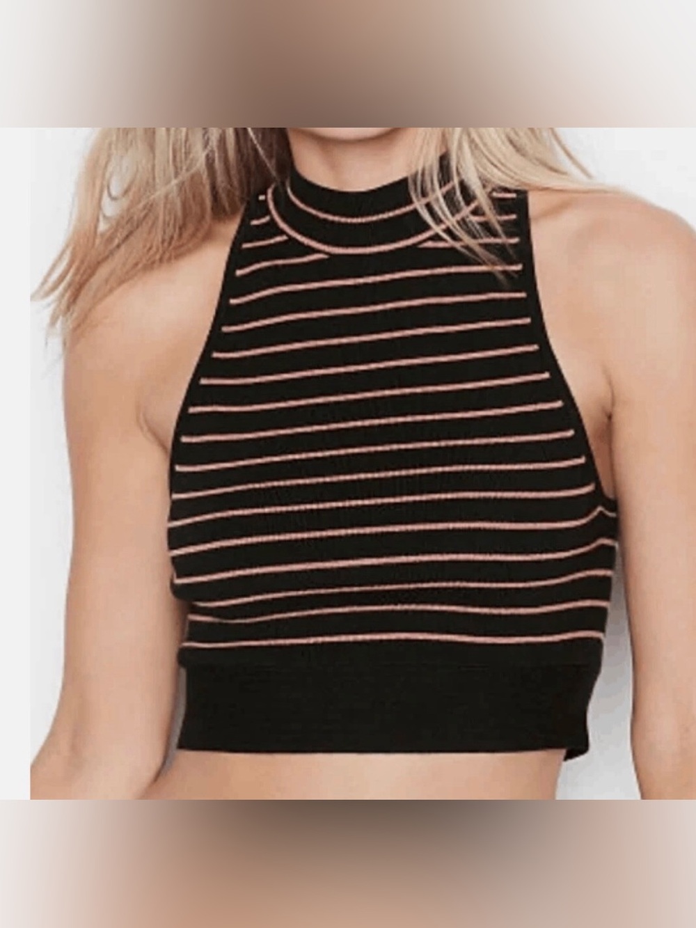 💫2/$25 • Victoria’s Secret Multi Rib Stripe Crop Halter Top
